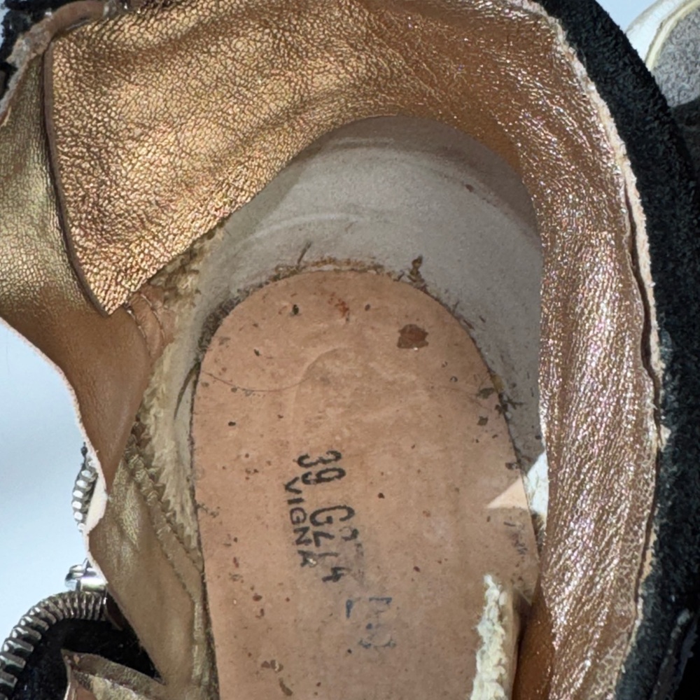 Golden Goose Slide Hi-Top Sneakers Taupe/Black/Blue/Red Partial Resole EUR 39 - Picture 14 of 16